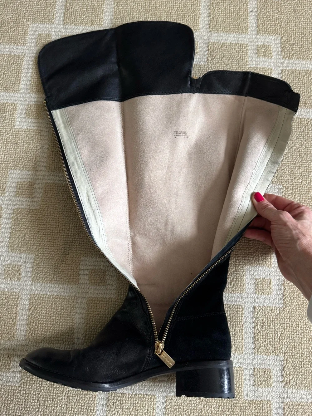 Michael Kors Bromley Leather Suede Over-the-Knee Boots Black Size 7